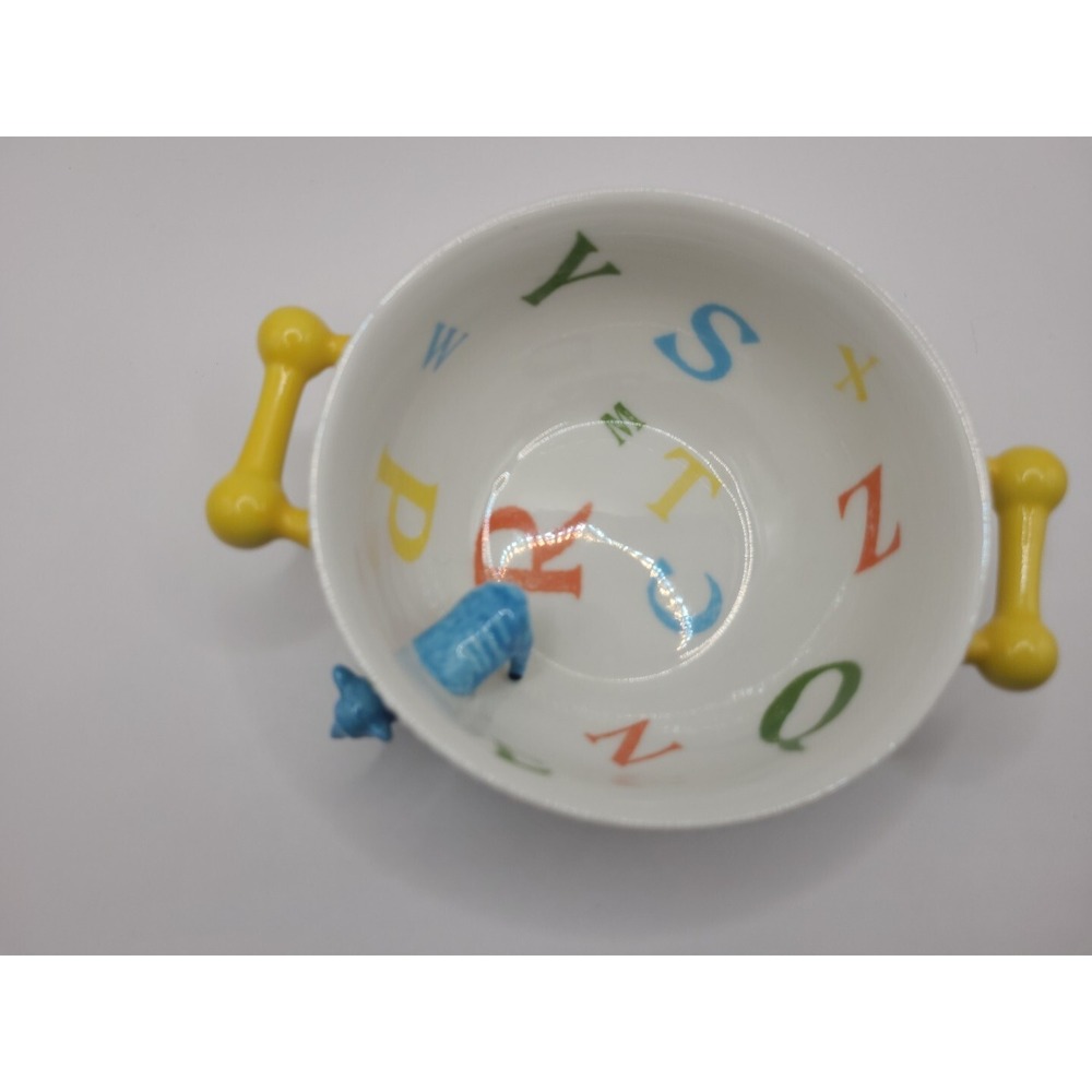 Anthropologie Child's Alphabet Bowl with Blue Sheep Lamb - Picture 2 of 4